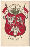 1830-1863 Pozdrowienie Polskie! / Lengyel dombornyomott hazafias címeres propaganda lap / Polish embossed patriotic coat of arms