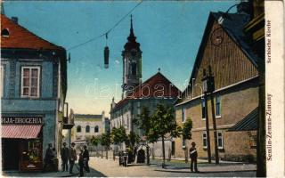 Zimony, Semlin, Zemun; Serbische Kirche / Szerb ortodox templom, drogéria. D. M. Levy kiadása / Serbian Orthodox church, drugstore (b)