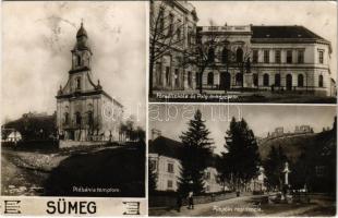 1935 Sümeg, Plébánia templom, Főreáliskola és Polgári önképzőkör, Püspöki rezidencia, vár (EK)