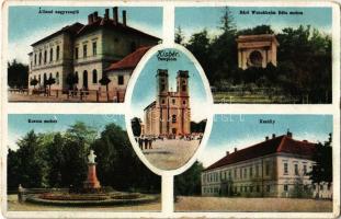 Kisbér, Állami nagyvendéglő, étterem, Báró Wenckheim Béla szobor, Kozma Ferenc szobor, Wenckheim kastély, templom. Kiadja Haftl Kálmán (kopott sarkak / worn corners)