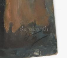 Keleti (Kelety) Gábor (1870-?): Sziklás tengerpart, olaj, karton, kopásnyomokkal, 34×24 cm