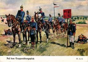 Auf dem Truppenübungsplatz / German military art postcard s: Döbrich (EK)