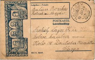 1917 Tábori Postai Levelezőlap / Feldpostkarte / WWI Austro-Hungarian K.u.K. military field postcard with Viribus Unitis propaganda, Mackensen, Hötzendorf, Hindenburg and Kövesházi Kövess (EM)