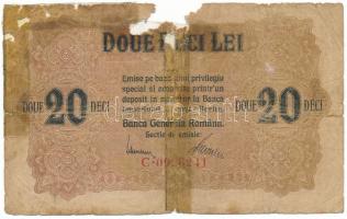 Románia / Német megszállás 1917. 20L T:G,Pr ragasztott Romania / German occupation 1917. 20 Lei C:G,Pr taped Krause P#M5