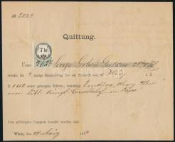 1873 Bécs (Wien), német nyelvű nyugta (Quittung) 7kr okmánybélyeggel