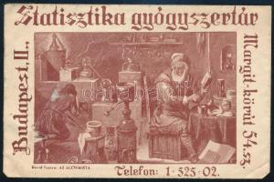 cca 1930 Statisztika gyógyszertár receptboríték