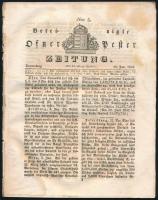 1833 Vereinigte Ofner u. Pester Zeitung Nr. 3., német nyelvű hírlap 1833. jan. 10-i száma, kisebb ázásnyomokkal, részben szétvált fűzéssel, 31-46 p.