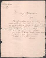 1871-1874 Markovits (Markovics) Miklós vasúti mérnök 3 db irata, 15kr okmánybélyegekkel