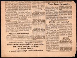 1956 Valóság I. évf. 3 szám, 1956. nov. 2., a címlapon a kormány segítségkérése az ENSZ-től és a for...