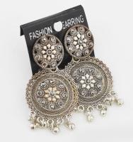 Markazit berakásos orientalista stílusú fülbevaló pár, díszdobozban