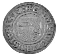 Német Államok / Kempten 1517. 1/2B Ag (2,17g) ~55-60 fokkal elfordult hátlapi veret T:XF-VF
German ...