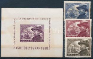 1950 Bem József (I.) sor + blokk (12.800)&nbsp;(megsárgult papír / yellowish paper)