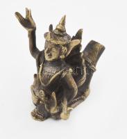 Bodhisattva figurájával díszített bronz pipa, m: 9 cm