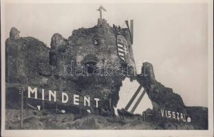 Fülek castle ruins with irredenta propaganda photo