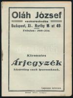 Oláh József vaskereskedés Budapest XI. kivonatos árjegyzék, 32p