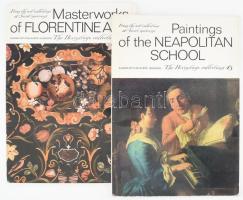 2 db színes reprodukciókat tartalmazó mappa a The Hermitage Collections sorozatból: Paintings of the Neapolitean School + Masterworks of Florentine Art, össz. 32 képpel (komplett), Leningrad, Aurora Art Publishers kiadása, 21x14,5 cm