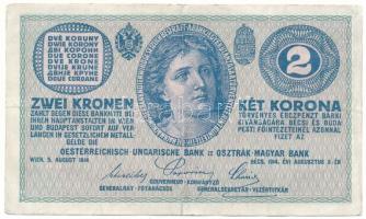 1914. 2K "C 1390 411517" T:F Hungary 1914. 2 Korona "C 1390 411517" C:F Krause P#17