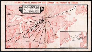 1935 Canadian Pacific hajótársaság kanadai hajójáratainak menetrendje, térképpel, angol nyelven. Kia...