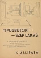 1948 Típusbútor - Szép lakás. Az Építéstudományi és Tervező Intézet, a Faipari Igazgatóság, a Bútorkiskereskedők Áruértékesítő Szövetkezetének és az Iparművészek Szakszervezetének kiállítása. Bp., Szikra-ny., kihajtható prospektus.