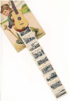 Arad, Leporello túrázó fiúval gitárral a hátán / leporellocard with hiking boy and guitar (fa)