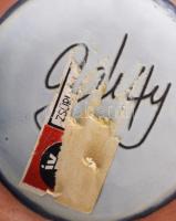 Gálffy Ildikó (1962-): Virág mintás váza, mázas kerámia, jelzett, hibátlan 16 cm