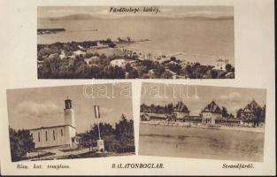 Balatonboglár templommal és stranddal