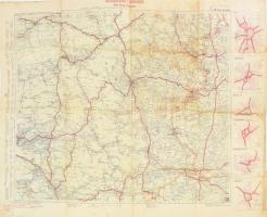 1941 Freytag &amp; Berndt: Autostraßenkarten - Blatt 28. Graz-Varazdin (Varasd) autótérkép, 1 : 300.000, Wien, G. Freytag &amp; Berndt A.G., kissé viseltes állapotban, sérülésekkel, 61x93,5 cm