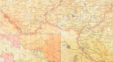 A Csehszlovák Köztársaság térképe, 1:1 500 000, vászontérkép, sérülésekkel, 32×64 cm