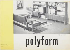 1960 Polyform. Broschyr Nr. 6. Fekete-fehér fotókkal illusztrált svéd nyelvű bútor prospektus, árlistával.