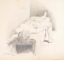 Katona Imre (1930-1997): 4 db vázlatfüzet több mint 40 db rajzzal (női aktok, lovak, katonák, Tokaji...