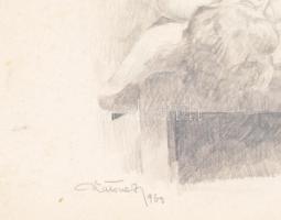 Katona Imre (1930-1997): 4 db vázlatfüzet több mint 40 db rajzzal (női aktok, lovak, katonák, Tokaji...