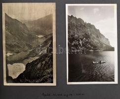 cca 1948 Tátra / Magas-Tátra fényképalbum, benne kb. 100 db fénykép és képeslap