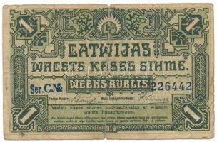 Lettország 1919. 1R T:VG beszakadások
Latvia 1919. 1 Rublis C:VG tears
Krause P#1