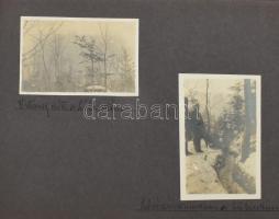 1915 Harctéri fotóalbum, benne 41 darab cca 4,5x6,5 cm-es fotóval, közte fotókkal a IV. hadsereg autósparkjáról.