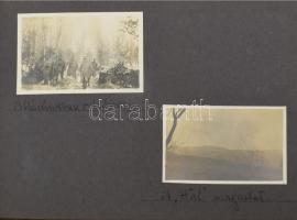 1915 Harctéri fotóalbum, benne 41 darab cca 4,5x6,5 cm-es fotóval, közte fotókkal a IV. hadsereg aut...