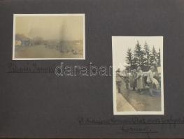 1915 Harctéri fotóalbum, benne 41 darab cca 4,5x6,5 cm-es fotóval, közte fotókkal a IV. hadsereg aut...