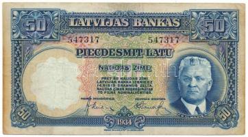 Lettország 1934. 50L T:F folt Latvia 1934. 50 Latu C:F spotted Krause P#20