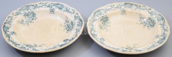 Villeroy &amp; Boch "Valeria" 2 darab mélytányér, erősen mázrepedt, jelzett, d: 25 cm