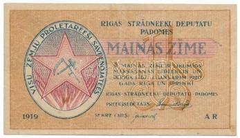 Lettország / Rigai Munkásszervezet 1919. 1R T:F Latvia / Riga's Workers Deputies' Soviet 1919. 1 Rublis C:F Krause P#R1