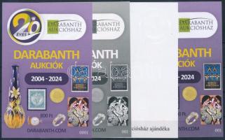 2024 20 éves a Darabanth Aukciósház 4 db-os emlékív garnitúra azonos 0001 sorszámmal