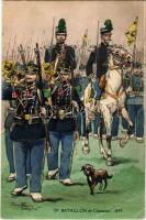 Bataillon de Chasseurs 1895 / French military art postcard s: Pierre Albert Leroux (EB)