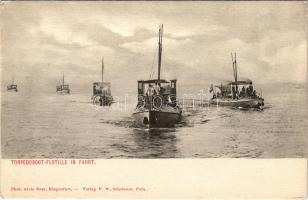 Torpedoboot-Flotille in Fahrt / WWI Austro-Hungarian Navy, K.u.K. Kriegsmarine torpedo boats. Phot. Alois Beer. Verlag F. W. Schrinner (Pola) (EK)