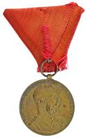 1898. "Jubileumi Emlékérem a Fegyveres Erő Számára / Signum memoriae (AVSTR)" bronz kitüntetés mellszalaggal T:XF Hungary 1898. "Commemorative Jubilee Medal for the Armed Forces" bronze decoration with ribbon C:XF