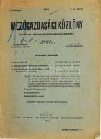 1928 Mezőgazdasági közlöny I. évfolyam 1-2. szám egyben, sérült papírkötésben.