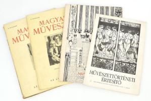 1915- Vegyes művészeti folyóirat, 5 db:  1915 Die Kunst. 1915. XI. Jahrg. Heft. 4. Januar. Sérült hiányos, borítóval.;  1934 Magyar Művészet. X. évf. 9-10. sz. Gazdag képanyaggal, érdekes írásokkal. A 9. számban: Décsei Géza: Modern magyar egyházművészeti törekvések (Árkay Bertalan: városmarjori templom, Rimanóczy Gyula: pasaréti templom.) A 10. sz.: Révészné Alexander Magda: Modern építészet és tradíció Hollandiában. (Hilversum, és Rotterdam modern épületeiről készült fotókkal.) Papírkötések, a 10. szám elvált a borítótól.;  1970 Művészet. 1970. február.; 1982 Művészettörténeti Értesítő 1982. 2. sz.;