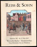 2017 Reiss &amp; Sohn Auktion 183. Wertvolle Bücher. Handschriften. Vom Mittelalter bis zur Moderne. Árverési katalógus, ritka könyvek, kéziratok témában. Színes fotókkal illusztrálva, német nyelven. Kiadói papírkötés.