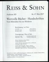 2017 Reiss &amp; Sohn Auktion 183. Wertvolle Bücher. Handschriften. Vom Mittelalter bis zur Mode...