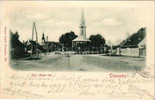 1901 Trencsén, Trencín; Szt. Anna tér, templom. Gansel Lipót kiadása / square, church