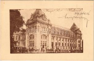 Bucharest, Bukarest, Bucuresti, Bucuresci; Haupt Post / post office, tram