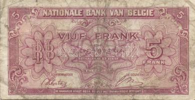 Belgium 1938.3.9. 5Fr + 1941.9.6. 20Fr + Belgium/"Exile"-kiadás 1943. 5Fr/1B T:III